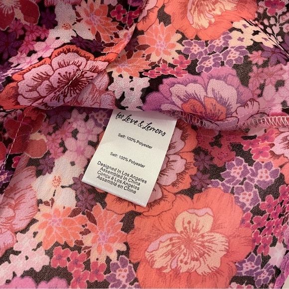 For Love & Lemons Grace Blouse Carnation Floral Small Pink - Picture 8 of 9